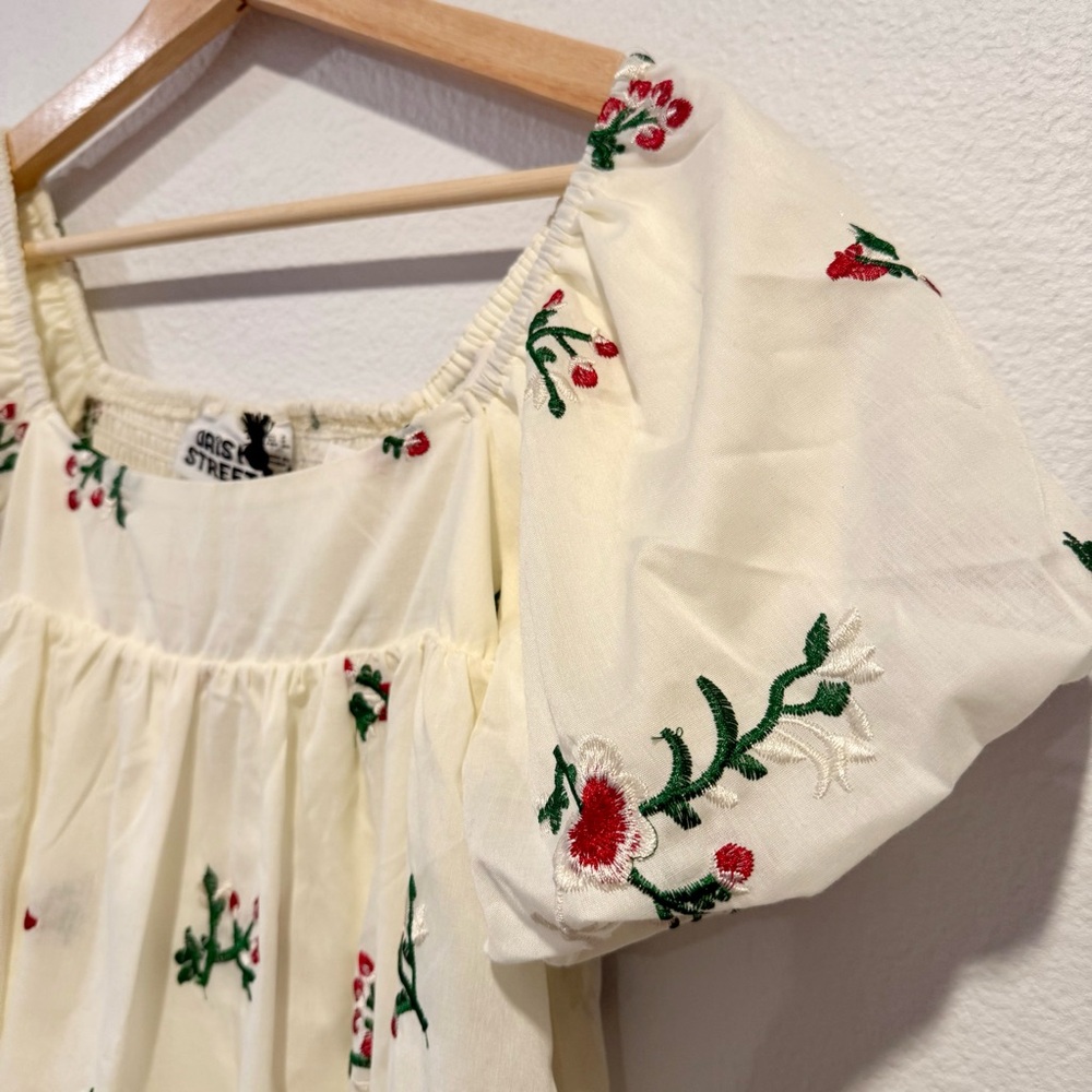 Daisy Street Embroidered Floral Puff Sleeve Babydoll Mini Dress size S - Picture 9 of 10